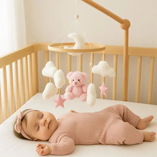 Mobile Lit Bébé Ours Rose│Rosalia