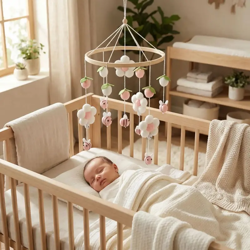 Mobile pour bébé en bois naturel | Éveil Douceur