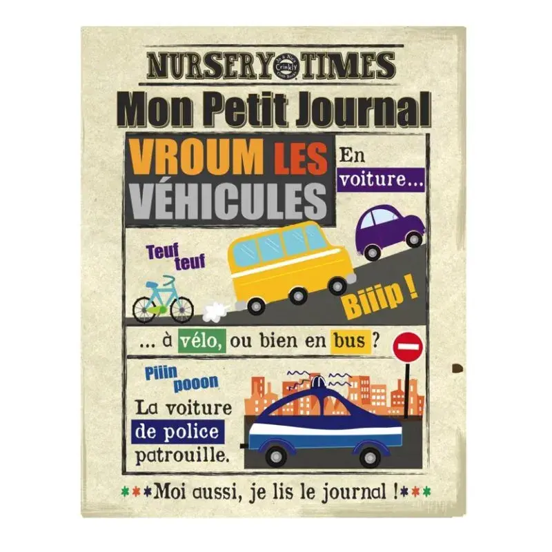 Mon petit journal véhicules - Livre Tissu Sensoriel pour Bébé