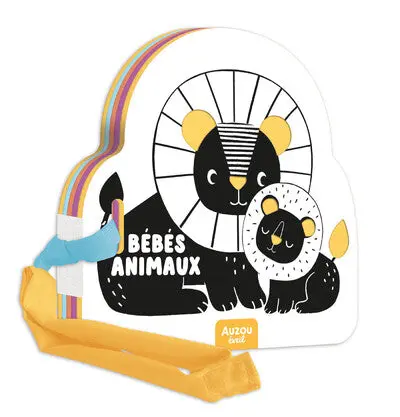 MON PREMIER LIVRE POUSSETTE EN NOIR ET BLANC - BEBES ANIMAUX – Livre