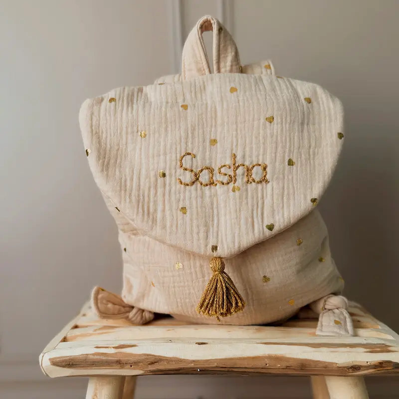 Mon premier sac à dos personnalisé - Motif Coeurs dorés