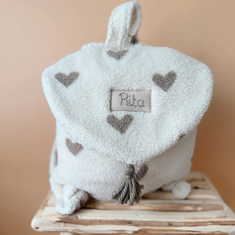 Mon premier sac à dos personnalisé - Sherpa Coeurs Grège
