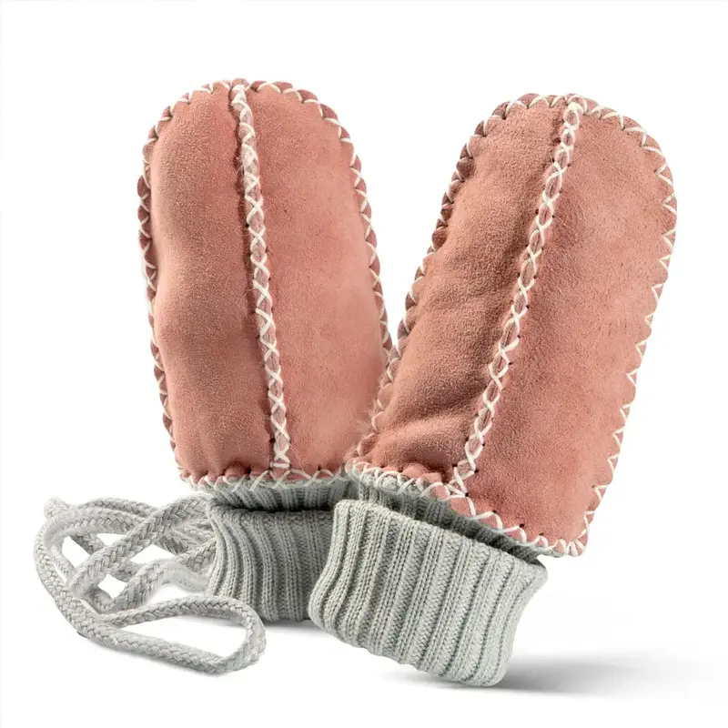 Moufles bébé en peau d'agneau Balu Fellhof - Poudre