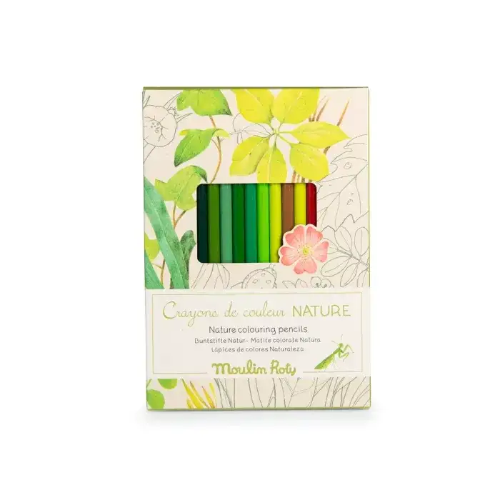 Moulin Roty - 12 crayons de couleur + cartes le jardinier - 🧒4ans+