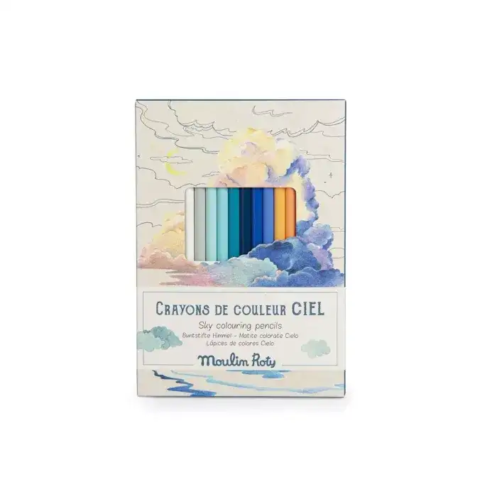 Moulin Roty - 12 crayons de couleur + cartes l'explorateur - 4ans+