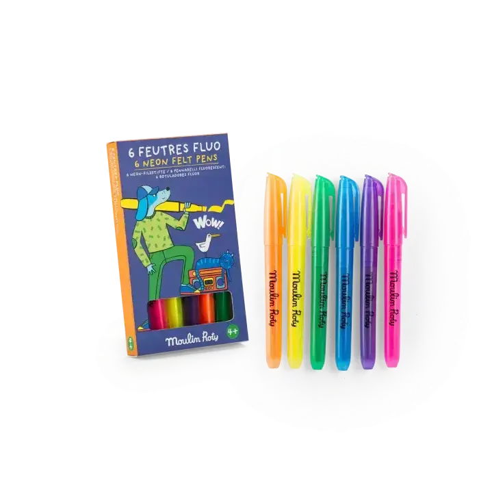Moulin Roty - Les Loufoques - 6 feutres fluo - 🧒3 ans+