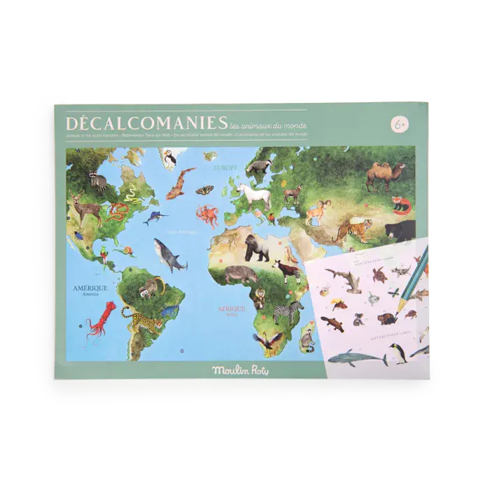 Moulin roty - Tout autour du monde - Mappemonde avec décalcomanies - 3 ans +