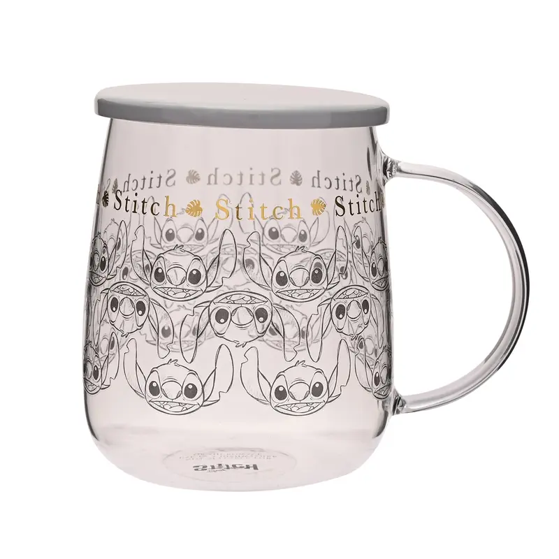 Mug en verre Stitch avec couvercle – 540 ml