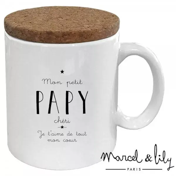 Mug "Mon petit papy chéri" avec son couvercle en liège