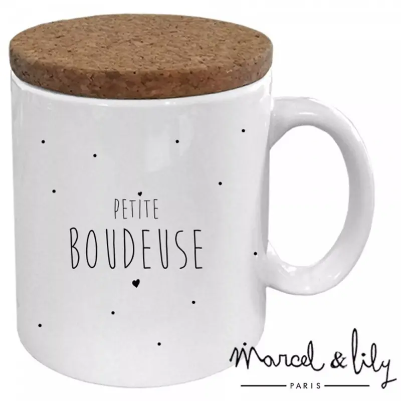 Mug "Petite boudeuse" avec couvercle en liège 😘
