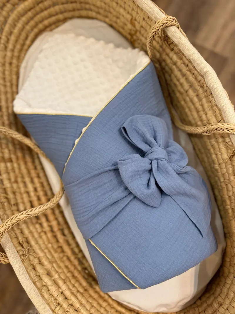 Nid d'ange bébé d'emmaillotage - BLEU JEAN | Made in France