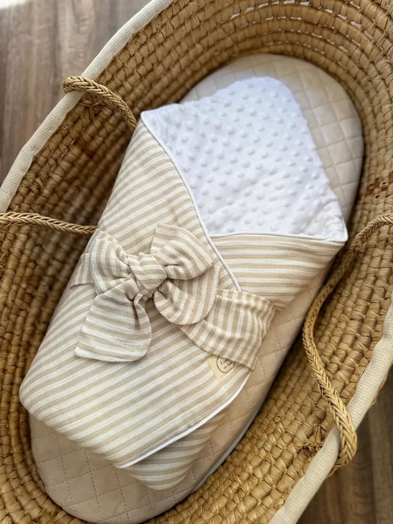 Nid d'ange bébé d'emmaillotage - RAYÉ BEIGE | Made in France