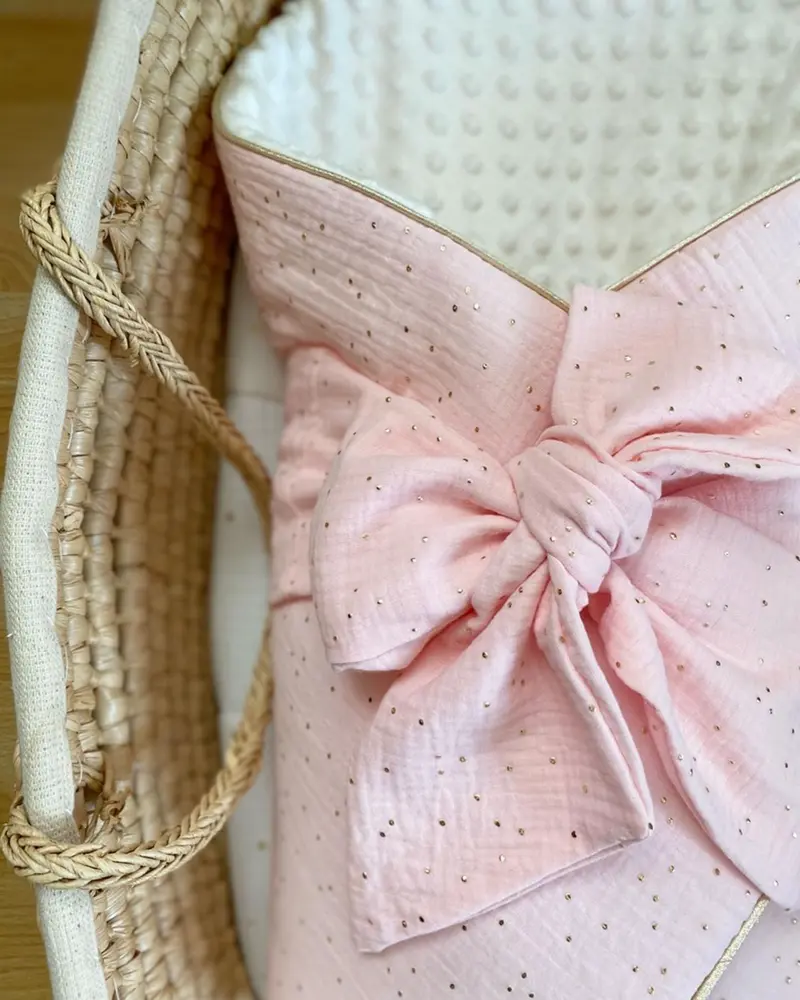 Nid d'ange bébé d'emmaillotage - ROSE ET OR | Made in France