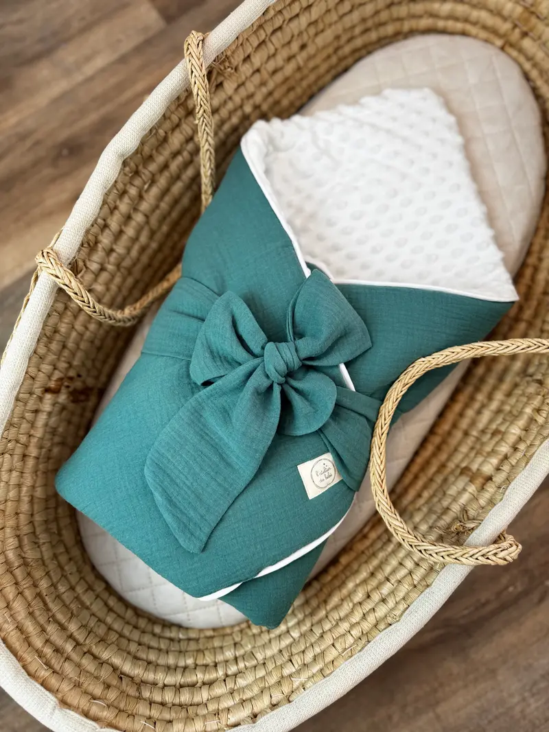 Nid d'ange bébé d'emmaillotage - VERT EMMERAUDE | Made in France