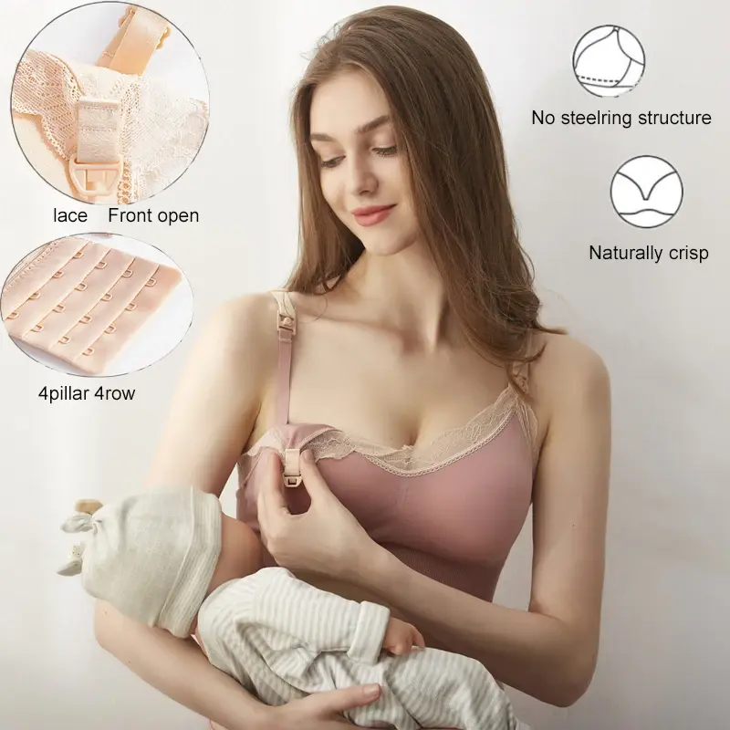 Nouveau soutien-gorge d'allaitement dentelle souple sans armature maternel respirant