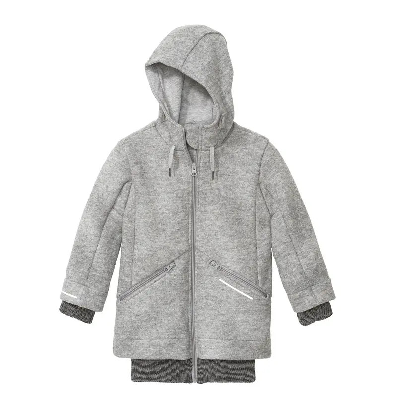 Organic Boiled Wool Outdoor Coat - Grey - 9-10Y ONLY