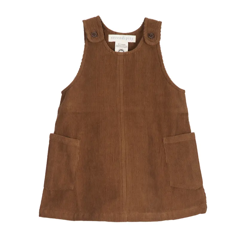 Organic Corduroy Baby Spencer Dress - Walnut - 1y only
