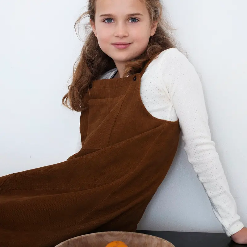 Organic Corduroy Spencer Dress - Walnut - 3-9y
