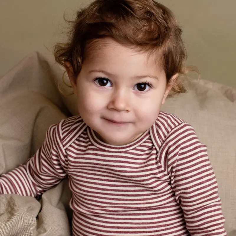 Organic Cotton Baby Body - Beet/OffWhite - 0m-2y