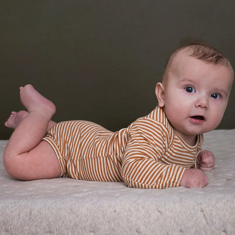 Organic Cotton Baby Body - Cashew/OffWhite - 0m-2y