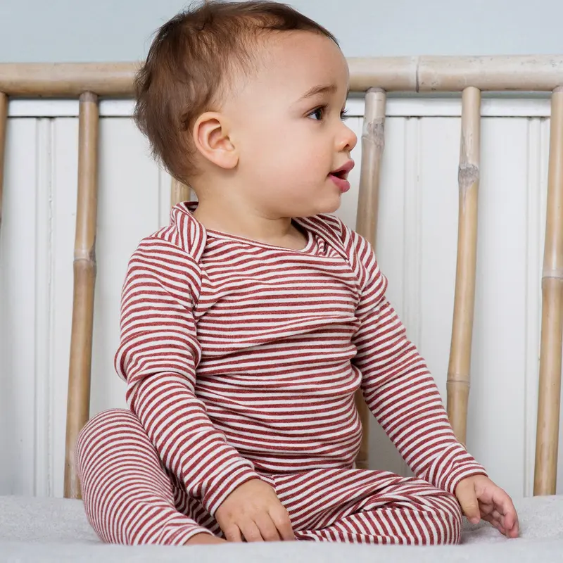 Organic Cotton Baby Body - Cayenne/Off White - 3-18m