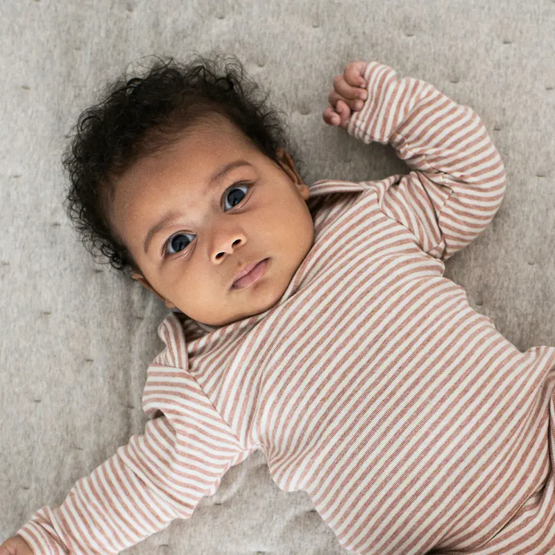 Organic Cotton Baby Body - Clay/Off White - 0m-2y