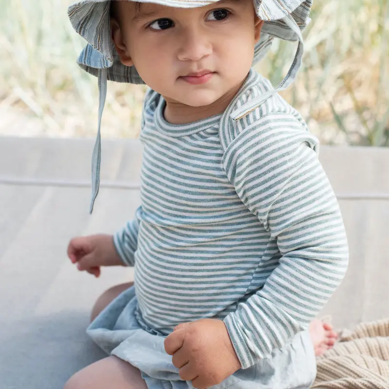 Organic Cotton Baby Rib Tee - Lake/OffWhite - 3m-2y