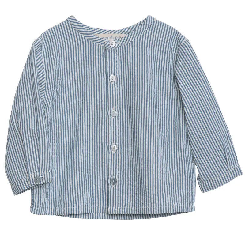 Organic Cotton Baby Shirt - Sapphire Stripes - 3m-2y