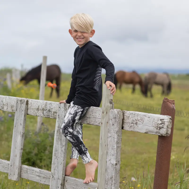 Organic Cotton Baggy Pants Glacier - Black/White - 12m-4y