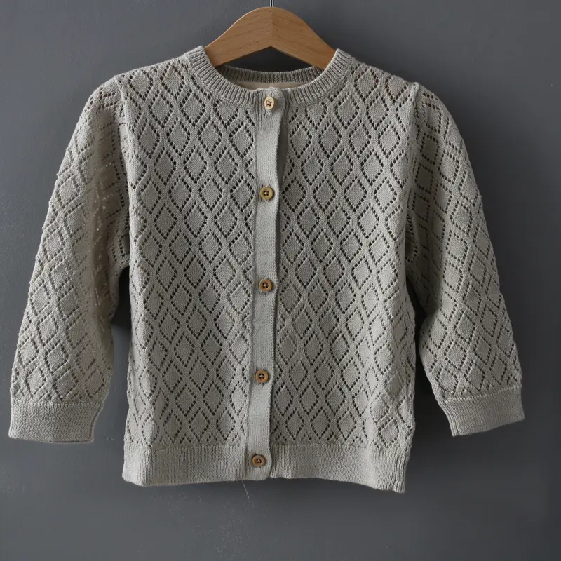 Organic Cotton Diamond Cardigan - Grey - 18m-8y