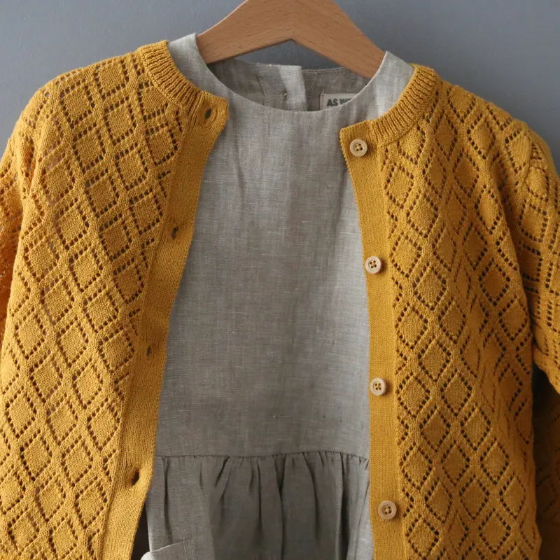Organic Cotton Diamond Cardigan - Saffron - 18-36m only