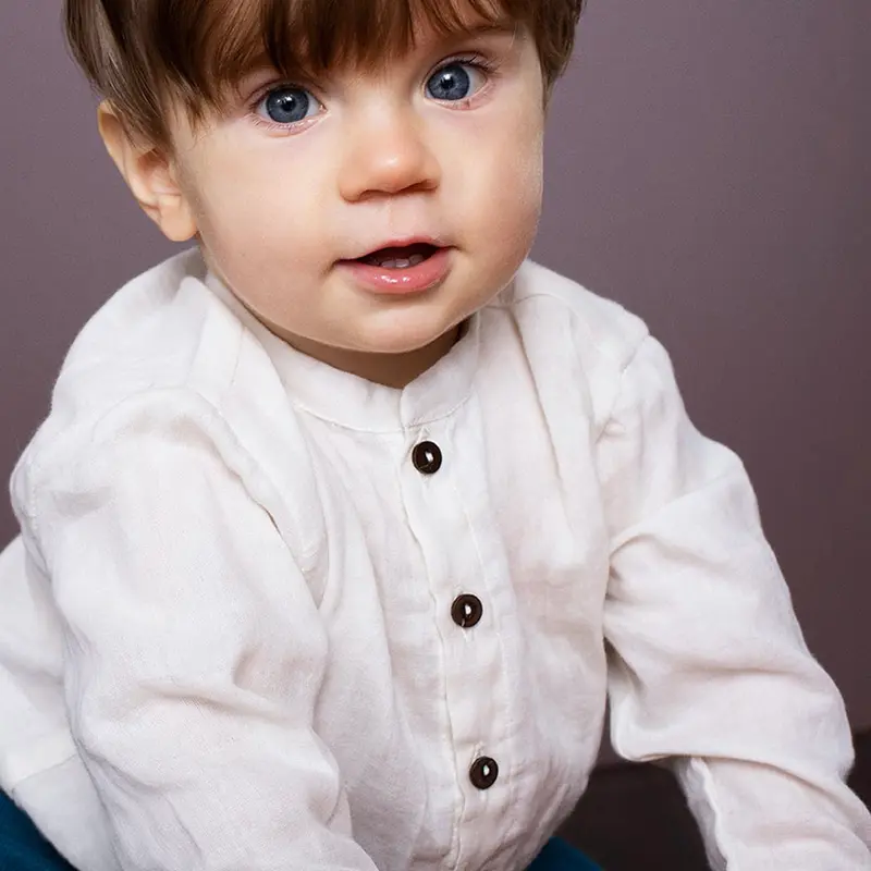 Organic Cotton Gauze Baby Shirt - Creme - 9m-2y