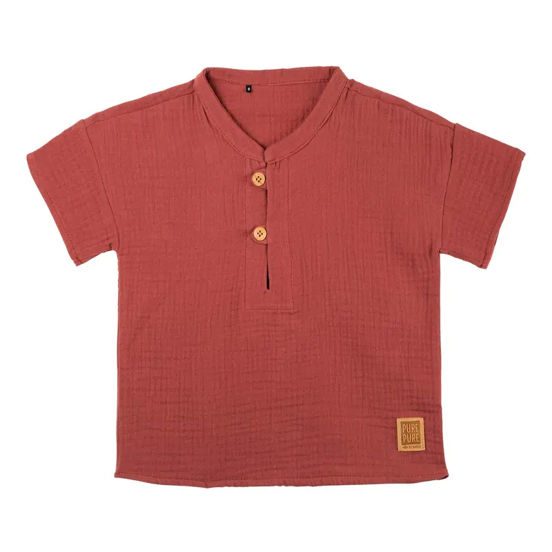 Organic Cotton Gauze T-shirt - Wine - 18m-8y