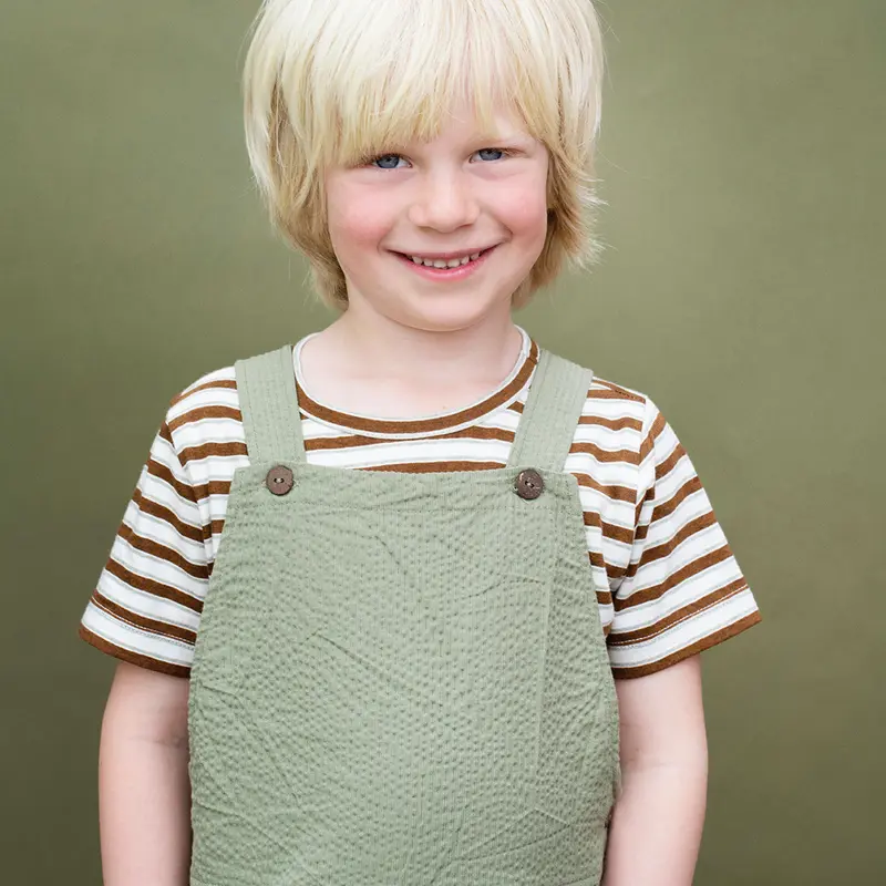 Organic Cotton Jersey Short Sleeve Tee - Caramel/Sage - 2-11y