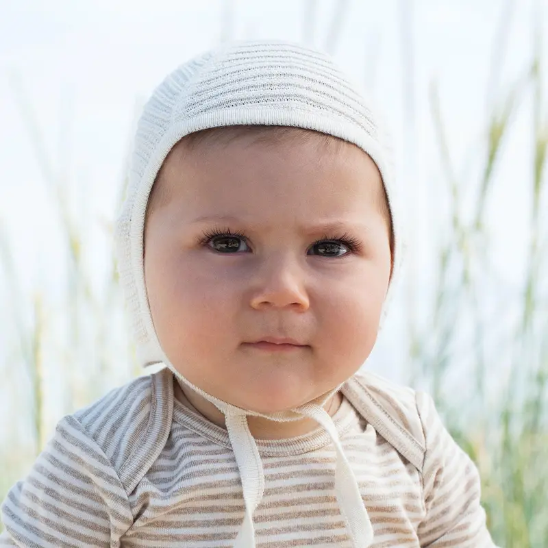Organic Cotton Knitted Bonnet - OffWhite - 1-12m
