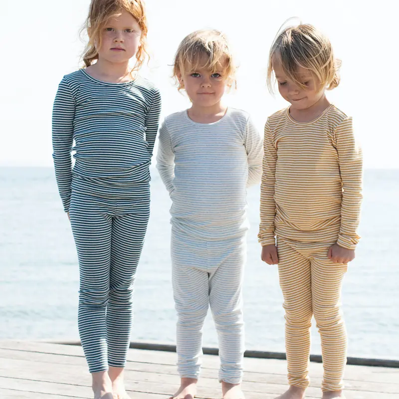 Organic Cotton Leggings - Atlantic/OffWhite - 3-9y