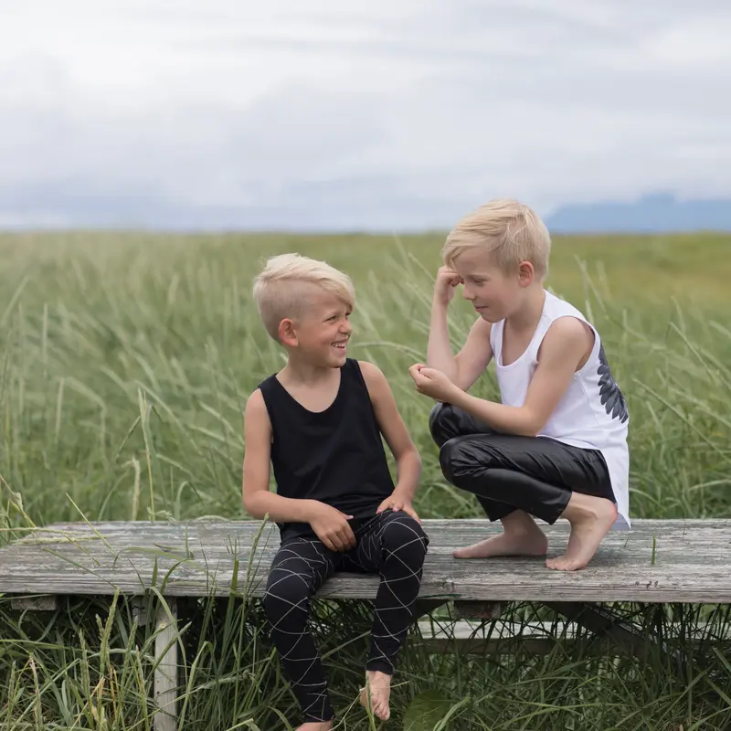 Organic Cotton Leggings - Black/Grey - 12m-6y