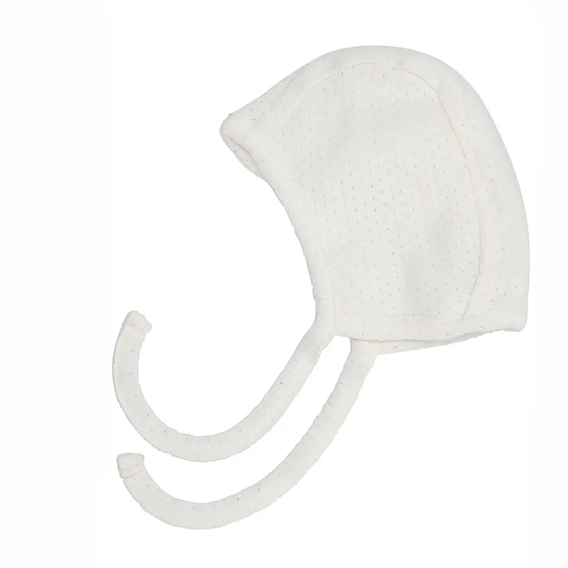 Organic Cotton Pointelle Baby Bonnet - OffWhite - Newborn