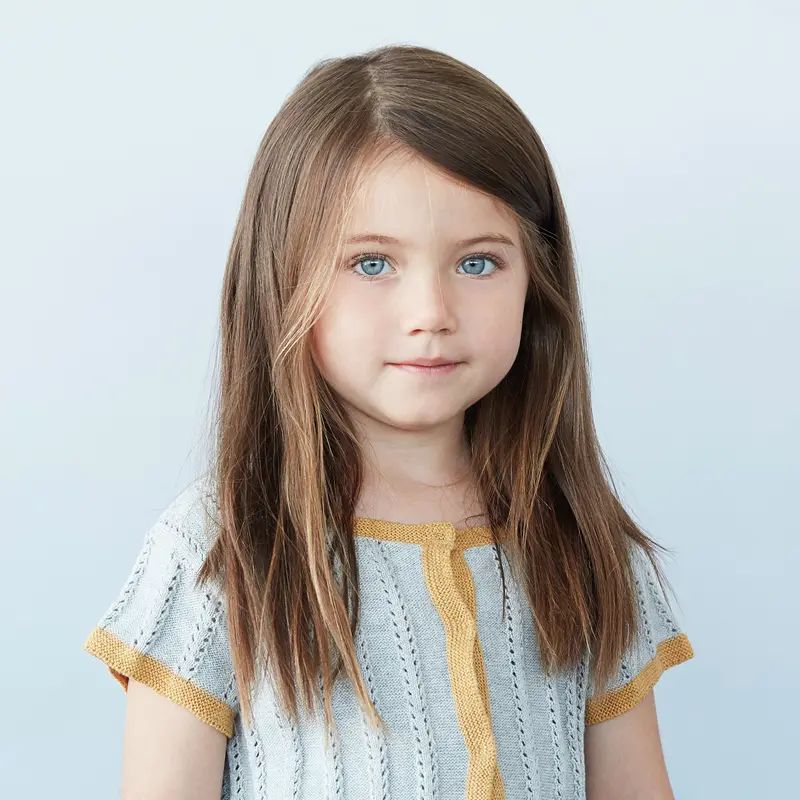 Organic Cotton Pointelle Knit Top - Grey/Straw - 18m-8y