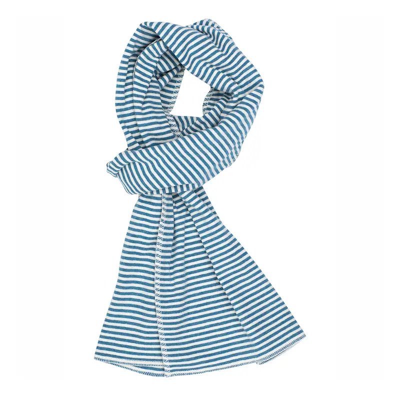 Organic Cotton Striped Scarf - Sky/OffWhite - One Size
