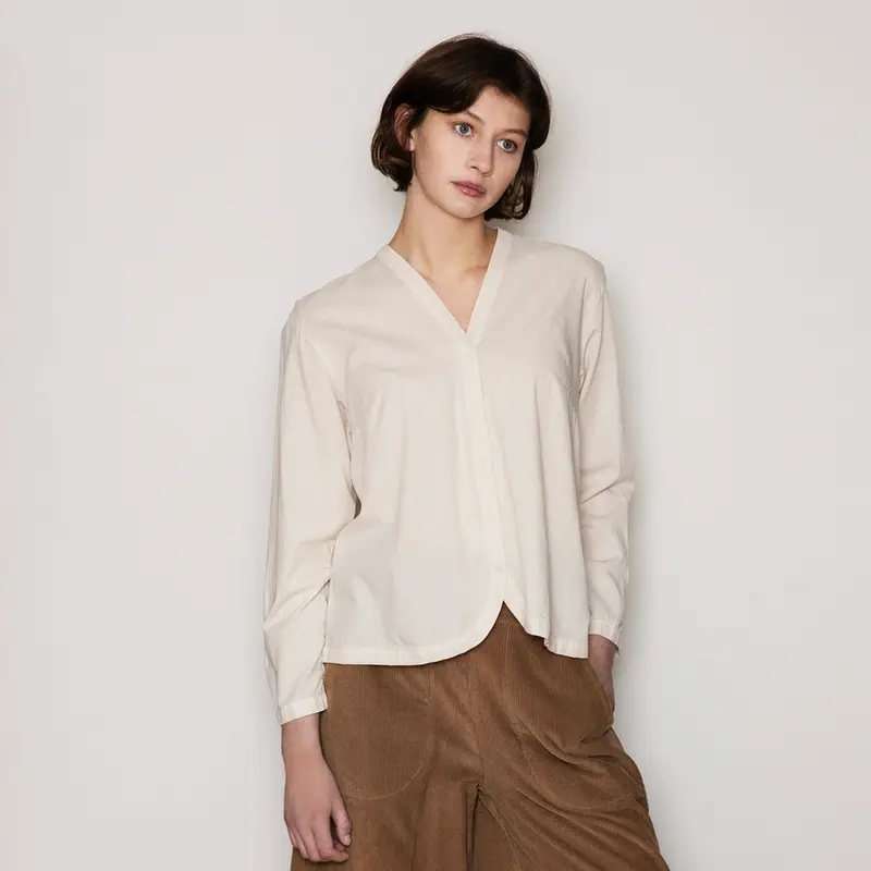 Organic Cotton Taffeta Blouse - Oyster - XS-L