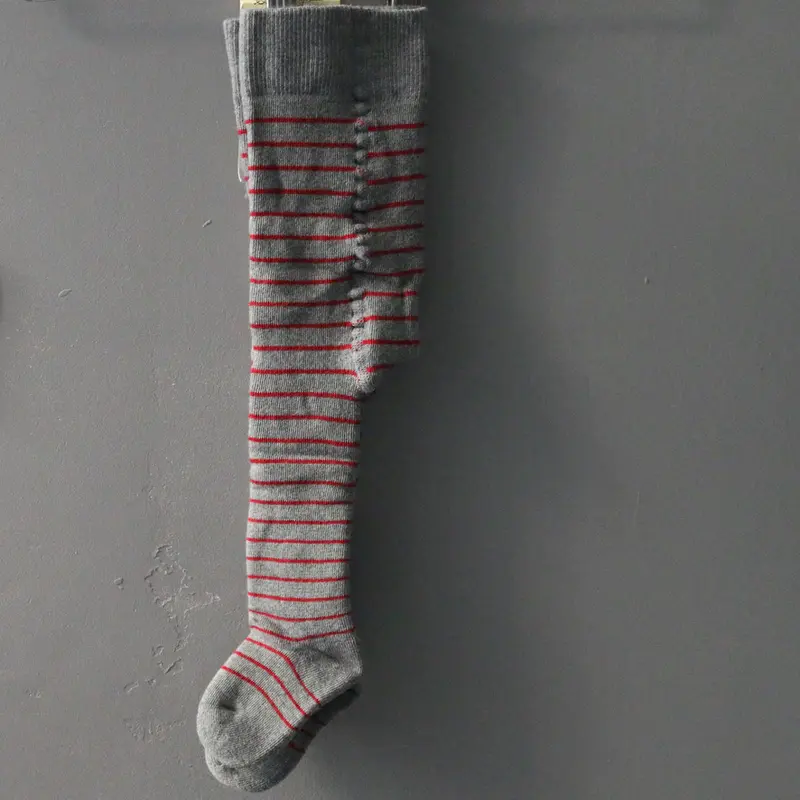 Organic Cotton Terry Tights - Slate/Red - 0m-2y