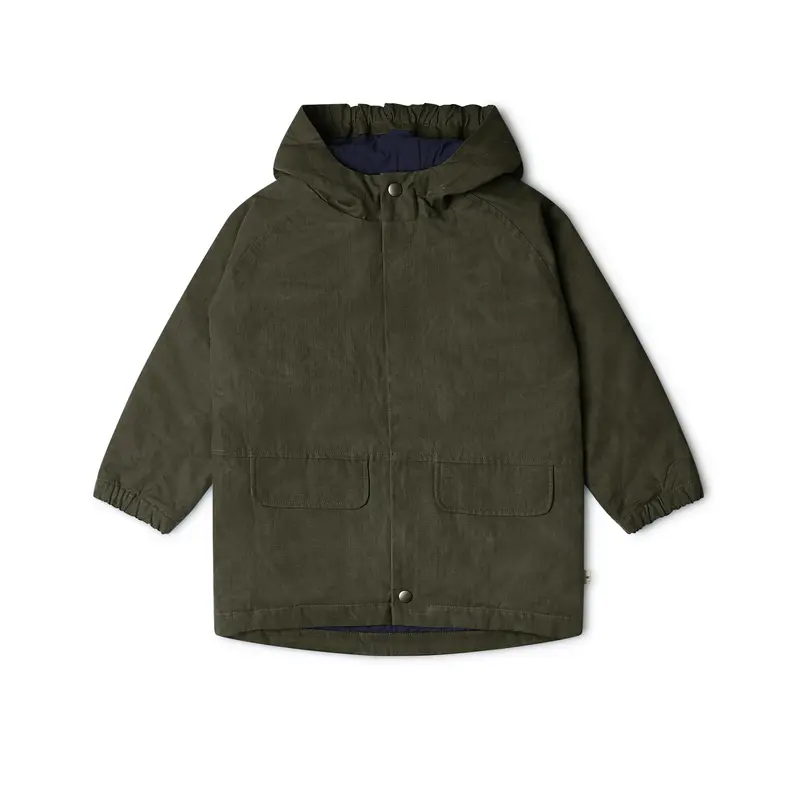 Organic Cotton Waxed Padded Jacket - Pine - 4-12y