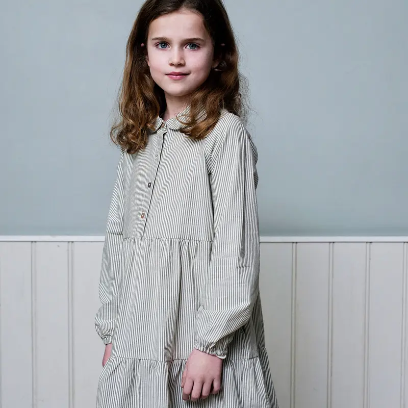 Organic Cotton Woven Flair Dress - Capers Stripe - 2-9y