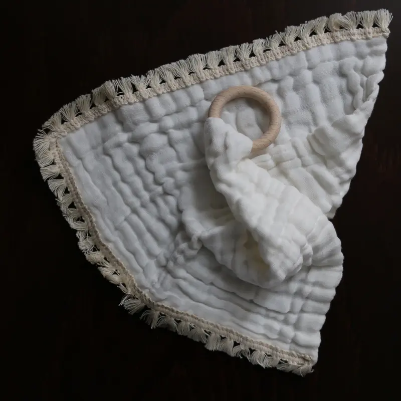 Organic Fringed Muslin Quilted Comforter