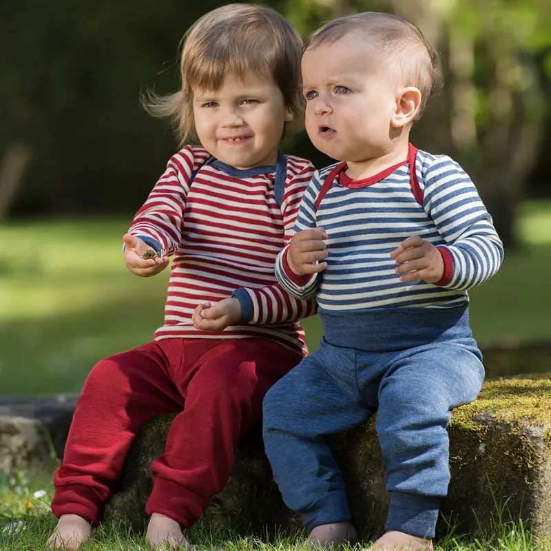 Organic Striped Wool Body - Blue Melange/Natural - 0m-6y