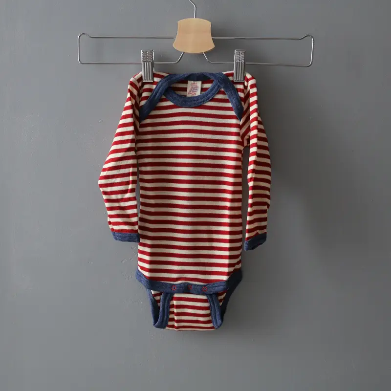 Organic Striped Wool Body - Red Melange/Natural - 5-6y only