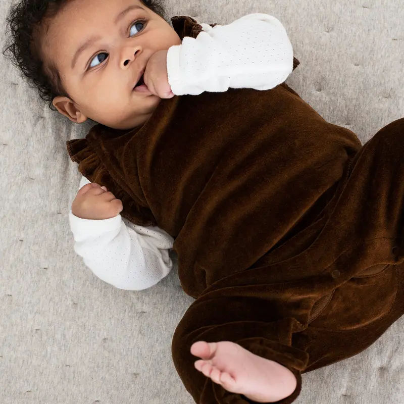 Organic Velour Baby Flair Suit - Caramel - 3m-2y