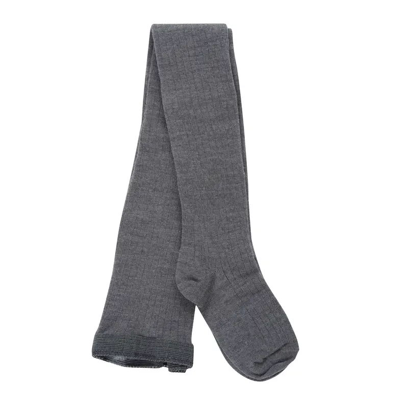 Organic Wool Blend Rib Tights - Grey - 1-8y