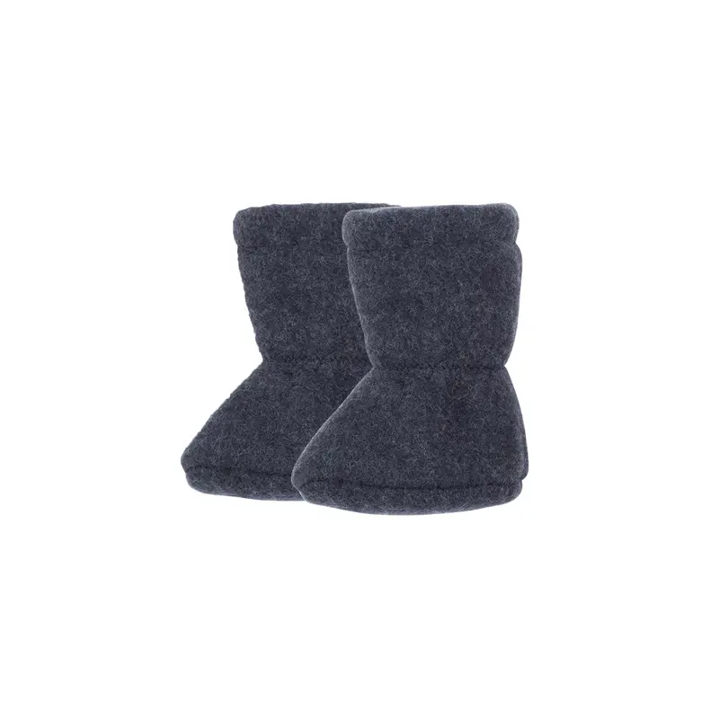 Organic Wool Fleece Booties - Navy - 0-12m